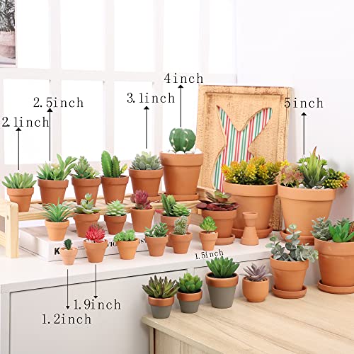 Yishang 1.9 Inch Tiny Terracotta Pots Pack of 72-Small Mini Clay Pots with Drainage Holes Flower Nursery Terra Cotta Planter for Tiny Cactus Herb lithop,Succulent Plants,Crafts,Wedding Favor - color: Terracotta
