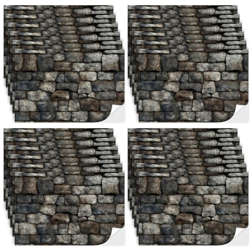 Flutesan 24 Pcs Miniature Dollhouse Wallpaper, Stone Pattern - style: Stone Pattern