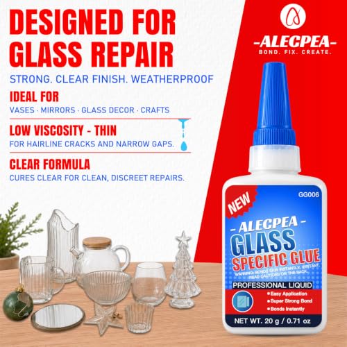 ALECPEA Glass Glue Clear, 20g Thin Super Glue for Glass with 3 Droppers - color: Glass Glue