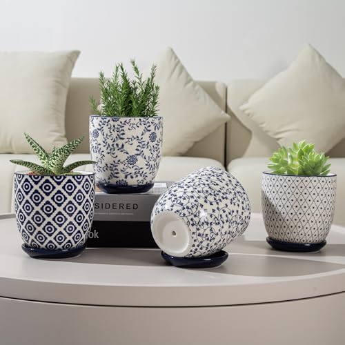 4.6 Inch Ceramic Small Succulent Planter Pots Set of 4 - size: 4.6 Inch