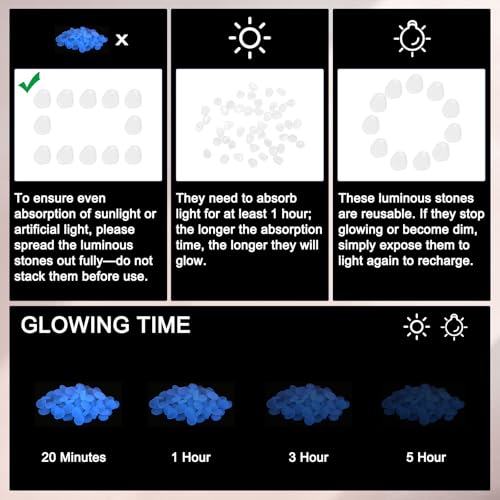 M METERXITY 1000-Pack Glow in The Dark Rocks, 0.43" Resin Outdoor Garden Decorations Luminous Pebbles Stones for Garden Plants/Aquarium/Backyard Path, Aquarium Gravel [White] - color: White
