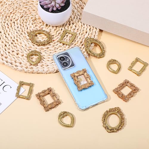 60Pcs Mini Vintage Gold Picture Frames, Small Resin Antique Frames for DIY Crafts, Jewelry Display, Tabletop Wedding Decor, and Photography Props (4 Styles, Oval, Rectangle, Heart)