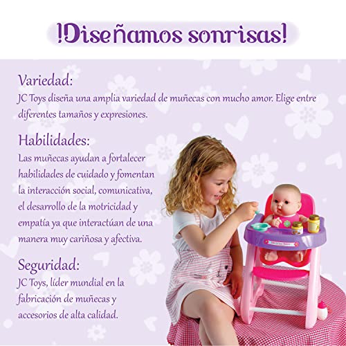 JC Toys - 14" Lots to Love Babies Doll and High Chair | Feeding Gift Set and Accessories | Posable & Waterproof | Ages 2+, Pink - color: High Chair and Doll Combo