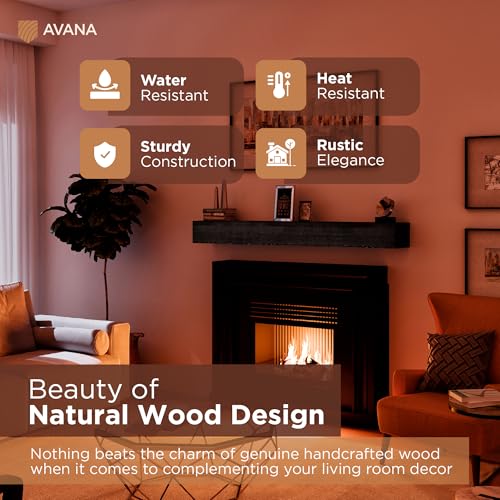 Avana Rusticfireplace Mantel - Mounted Mantles for Over Fireplace - Farmhouse Fireplace Mantle Shelf 60 Inches - Handcrafted Wood Fireplace Mantels - Fireplace Mantels 60 Inches X 8 X 5 - Espresso - color: Espresso, size: 60 X 8 X 5