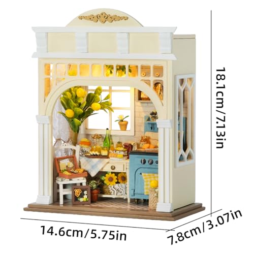 CUTEROOM DIY Miniature House Building Kit for Adults with LED Lights - Realistic Mini Dollhouse Model & Wooden Furniture, Creative Craft Kit for Home Decor Gift- Sunshine Season - style: Sunshine season