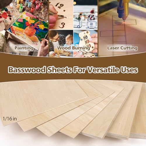 Adrattnay 72Pcs Basswood Sheets 1/16 x 12 x 12 inch - 1.5mm Basswood Sheets - color: 72PCS