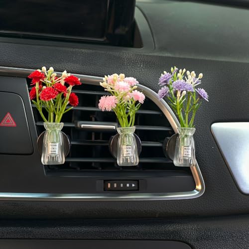 Set of 4 Cute Flower Bouquet Car Air Freshener Vent Clips, Mini Artificial Flowers for Car Air Vent Decoration, Auto Interior Dashboard Ornament Accessories (Gypsophila 01#) - color: Gypsophila 01#