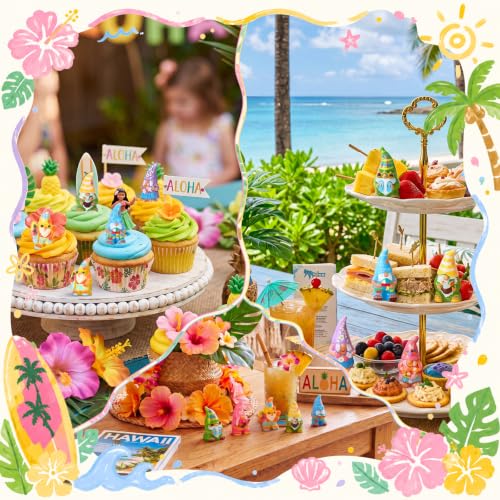 Yaomiao 60 Pcs Mini Hawaii Gnome Figurines Bulk Resin Gnome Statues - style: Hawaii Gnome