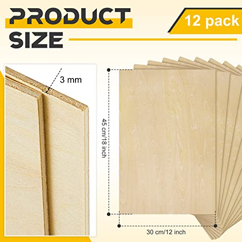 Juexica 12 Pcs 12" X 18"X 1/8" Basswood Plywood Sheets for Laser Cutting - size: 12" X 18" X 1/8"