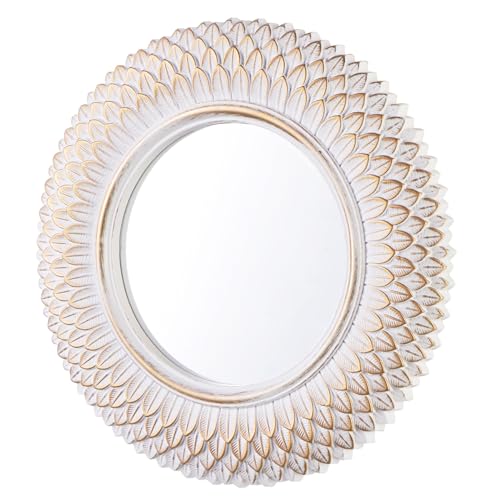 Decorative Wall Mirror, Round White Mirror, 10 x 10in - color: White