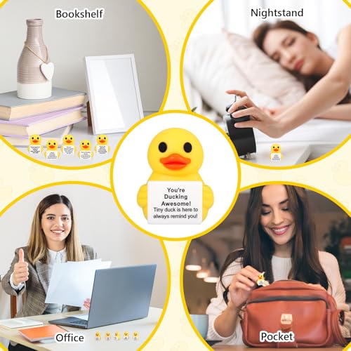 Gejoy 25 Pcs Mini Rubber Duck Toys Mini Duck with Message Positive Figures - style: 5 Messages Duck