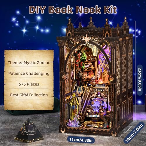 TOYQI Book Nook Kit for Adult, DIY Miniature Dollhouse Kit, Zodiac Signs - color: Zodiac Sign