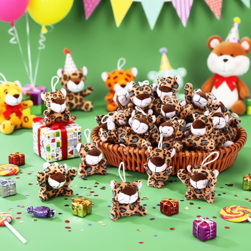 Zhanmai 100 Pcs Mini Cheetah Plush Keychain Toys Bulk Set - style: Cheetah