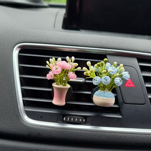Set of 4 Cute Flower Bouquet Car Air Freshener Vent Clips, Mini Artificial Flowers for Car Air Vent Decoration, Auto Interior Dashboard Ornament Accessories (Jasmine) - color: Jasmine