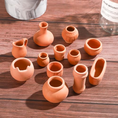 ONEST 12 Pieces Miniature Tiny Clay Pots Mini Flower Pottery Planter for DIY Garden Plants Office Home Decoration - color: 12 Pieces Mix