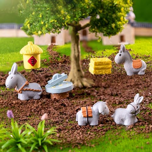 20pcs Miniature Resin Donkeys, Mini Farm Animals Figurines for Fairy Garden Accessories, Tiny Plastic Animals to Hide for Cake Toppers Decor, DIY Crafts,Terrarium Micro Landscape Ornaments
