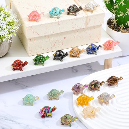 20pcs Crystal Figurines Glass Statue Resin Animal Statues Miniature Decorative Gravel Animal Collectible Figurines Table Home Shelf Decor Gifts for Animals Women Lovers (Turtle) - style: Turtle