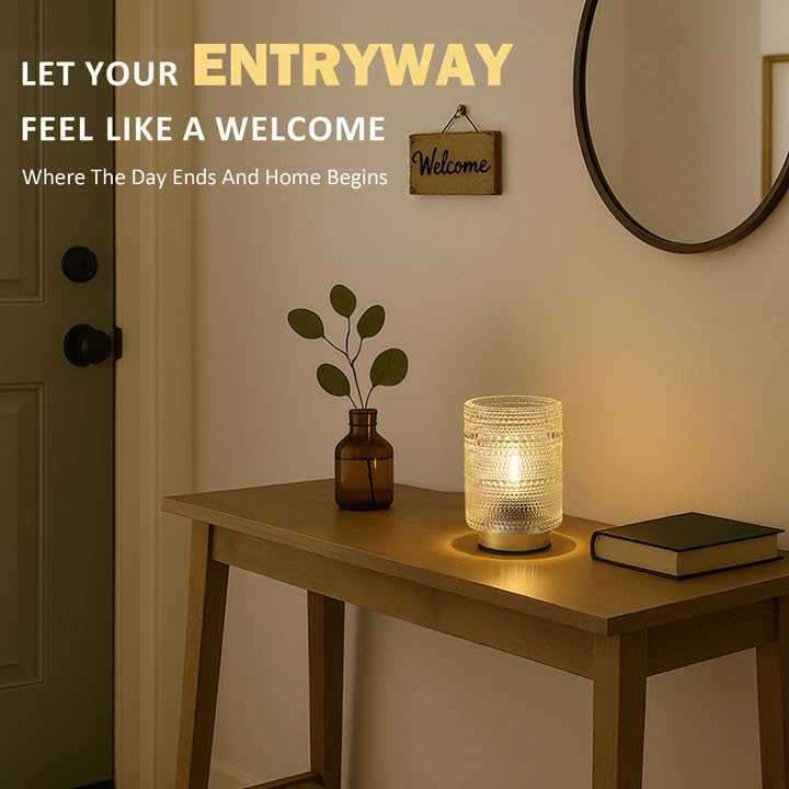 Small Battery operated Lamp with Timer for Bedside/Coffee Table/Book shelf Decor,Cordless Aesthetic Lamps with Warm Moody Lighting for Home Decor/Dorm/Entryway/Cubicle/Bathroom/ Patio Decor(Clear) - color: Clear, size: 1 pack