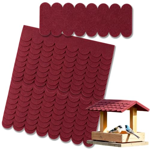 Self-Adhesive Mini Roof Shingles, Waterproof Roofing Felt for Bird House - color: Red