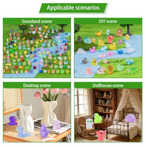 280pcs Mini Resin Animals Different 280 Styles Variety Tiny Animals Figure to Hide Luminous Glow in The Dark for Miniature Fairy Garden Decoration Small Plastic Miniature Crafts Decor Aquarium - color: 280 Mini Animal Figures