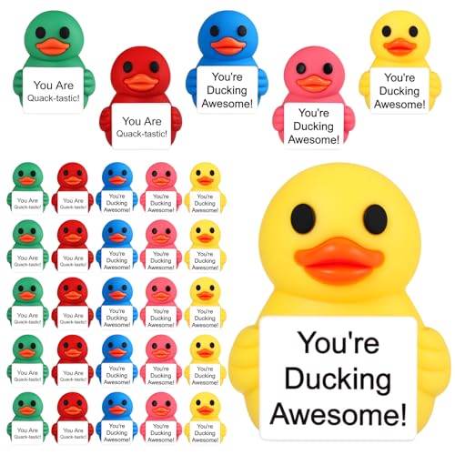 Gejoy 25 Pcs Mini Rubber Duck Toys 5 Colors Ducks Tiny Positive Figures - style: 5 Color Duck