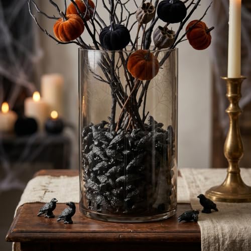 FESTGLOX 50Pcs Resin Mini Crows Figurines for Spooky Halloween Party Favors - color: Black Crows-50pcs