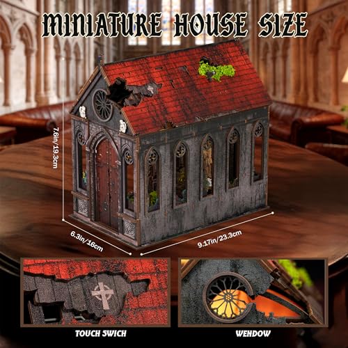 NookMaster Book Nook Kit, Lost Cathedral 3D Wooden Puzzle with LED Lights - color: Lost Cathedral