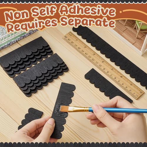 Wenqik 100 Strips Dollhouse Roof Shingles, Black - color: Black