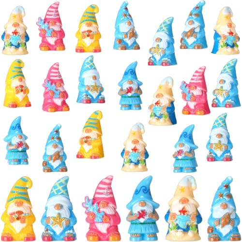 Yaomiao 60 Pcs Mini Summer Ocean Gnomes Figurines Bulk Resin Gnomes Statues - style: Summer Ocean