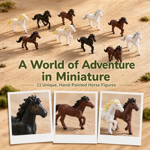 Miniature Horse Figurines 12PCS Mini Horse Figurines Set 4 Colors