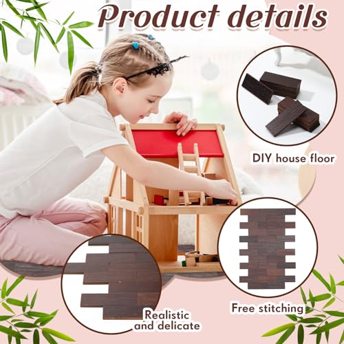 400 Pcs Miniature Dollhouse Flooring 1: 12 Scale, Dark Brown - color: Dark Brown