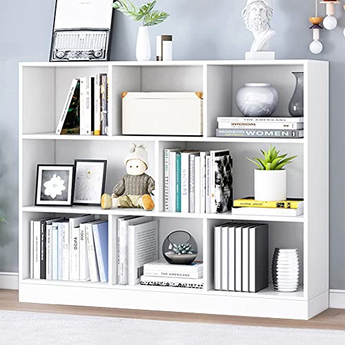 IOTXY Open Shelf Low Bookcase - Wooden 3-Tier Cube Bookshelf, Warm White - color: Warm White, size: 100CM Base