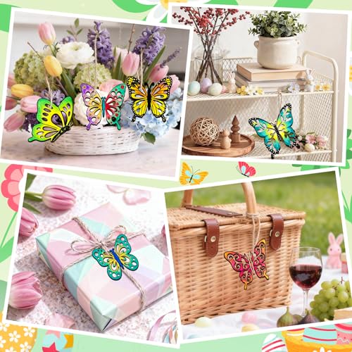 80PCS Unfinished Ornament Wood Crafts, Painting Blank Wooden Cutouts - color: Butterfly