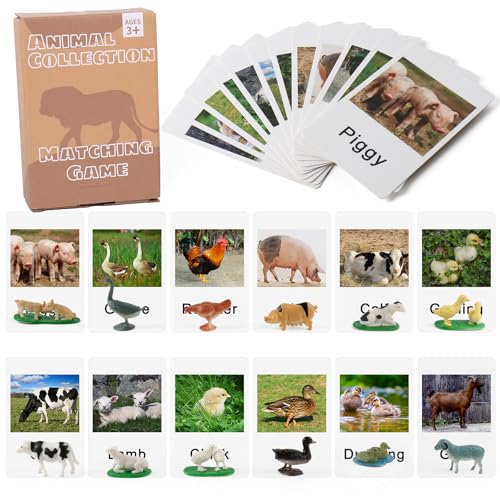 MEROCO Montessori Farm Animals Matching Cards Kids Preschool Toys - style: Farm Animal