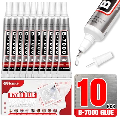 B7000 Bedazzling Glue (10 Pack, 15ml), Clear Rhinestone Jewelry Adhesive
