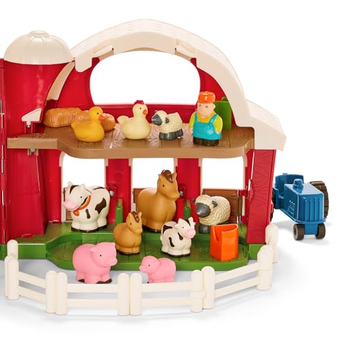 Battat Big Red Barn Farm Playset, Foldable Barn with Tractor, Toddler - style: Red Barn
