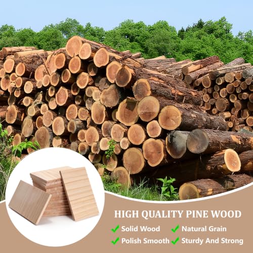 Wooden Blocks Wood Blocks for Crafts, 4 PCS 5″X5″X1″ Blank Wood Plank Board - size: 5″x5″x1″ - 4PCS