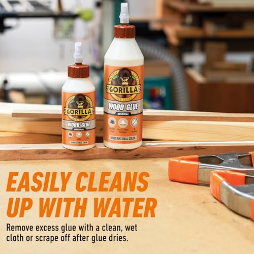 Gorilla Wood Glue, Fast Clamp, Water Resistant PVA, 8 Ounce (Pack of 12) - size: 8 Ounce (Pack of 12)