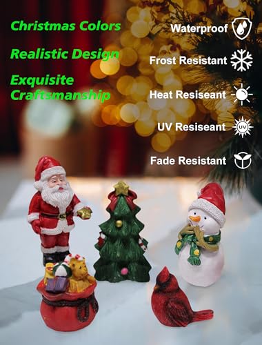 Christmas Miniature Figurines, Small Resin Santa Claus Ornaments Christmas Miniature Ornament Resin for Winter New Year Holiday Party Favors Decorations