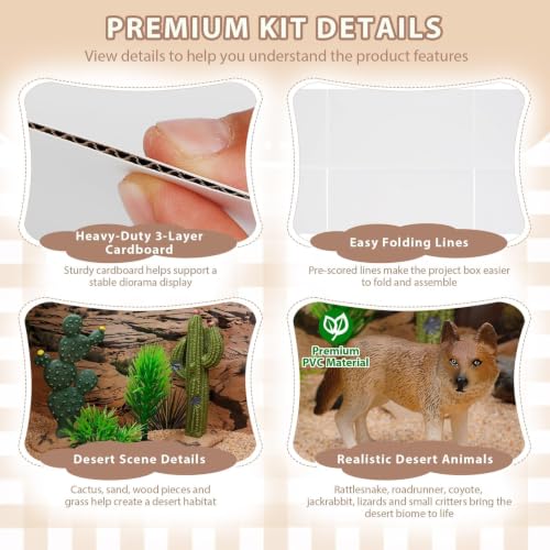 DZrudun Desert Diorama Kit, Diorama Box and 28Pcs Desert Diorama Supplies - color: Desert Diorama Kit