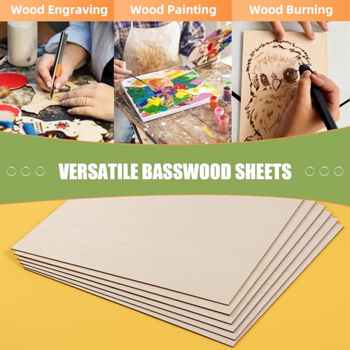 AWIZOM 6 Pack Basswood Sheets for Crafts-24 x 24 x 1/8 Inch- 3mm Thick Plywood Sheets with Smooth Surfaces Unfinished Wood Boards for Laser Cutting, Wood Burning, Architectural Models, Staining - size: 24 x 24 x 1/8 Inch