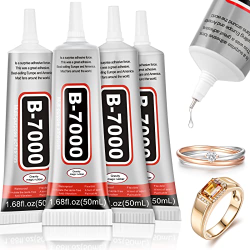 4 PCS 50ML B7000 Crafts Glue Super Adhesive, Multipurpose Clear Glue for DIY Jewelry Beads Fabric Cloth Nail Art Shoes Screen Repair - style: 4 x 50ml