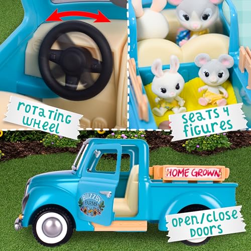 Honey Bee Acres Buzzby Farm Truck - Mini Doll Figure, 10 Pieces - Ages 3+ - style: Farm Truck