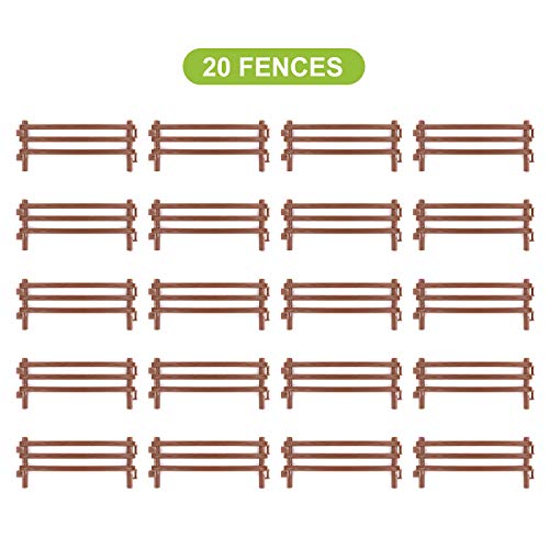 Volnau 20 Pcs Farm Corral Fence Toys Panel Accessories Playset Barn Animal Figures for Toddlers Kids Figurines Set Decoration Prop