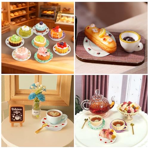 FASHEWELRY 36Pcs Resin Plates Miniature Ornaments Mini 22mm Kitchen Tableware Plates Dishes Models for Micro Landscape Decorations Garden Home Party Decor - color: 6 Colors-round Plates