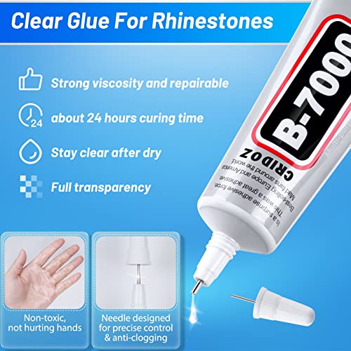 B7000 Jewelry Glue Clear for Rhinestone, Cridoz 3.7 fl oz Craft Adhesive Glue with Precision Tip Multi Function Fabric Glue for Metal Stone Graduation Photo Charms Nail Art Bead Jewelry Wood Glass - color: Clear