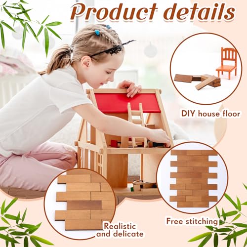 400 Pcs Miniature Dollhouse Flooring 1: 12 Scale, Light Brown - color: Light Brown
