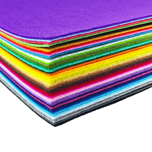 flic-flac 44PCS 8 x 12 inches (20 x 30cm) Assorted Color Felt Fabric Sheets Patchwork Sewing DIY Craft 1mm Thick … (20cm * 30cm, 44pcs) - color: 44pcs, size: 20cm * 30cm
