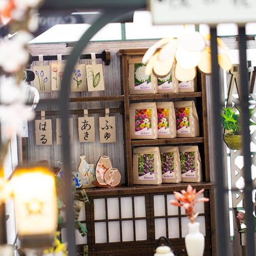 MAGQOO DIY Miniature Dollhouse Kit DIY Miniature House Kit Tiny Mini House Kits with Furniture 1:24 Scale 3D Puzzles(Spring Sakura) - color: Spring Sakura