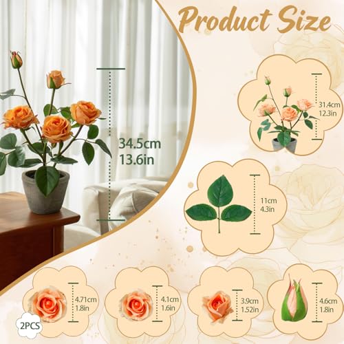 13.6" Artificial Yellow Rose Potted Plant, Mini Faux Floral Decor - color: Rose Yellow